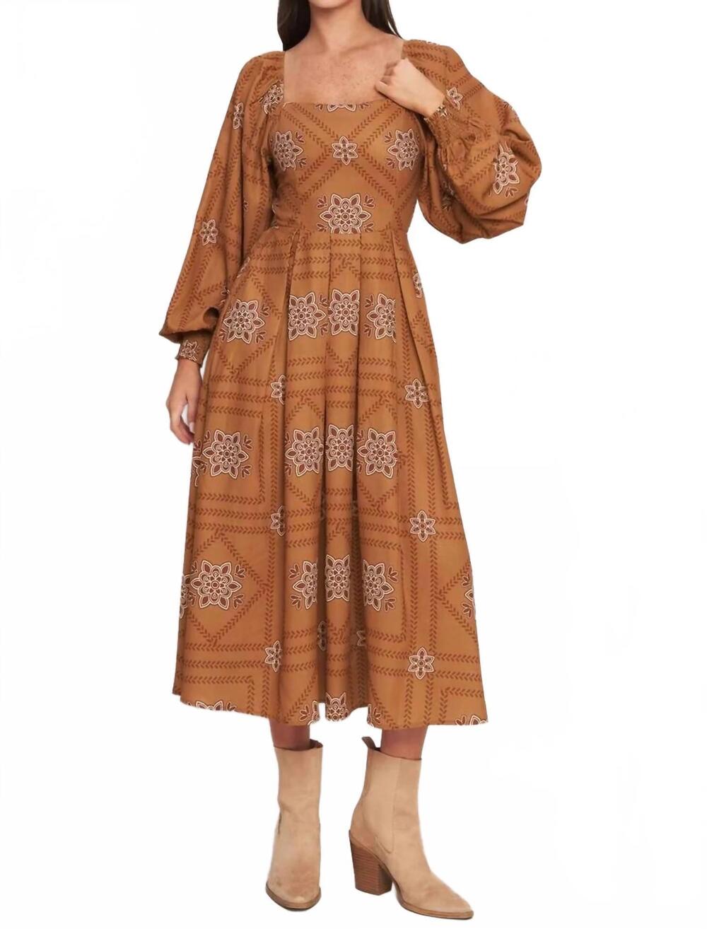 NEW FLYING TOMATO sonora midi dress in brown